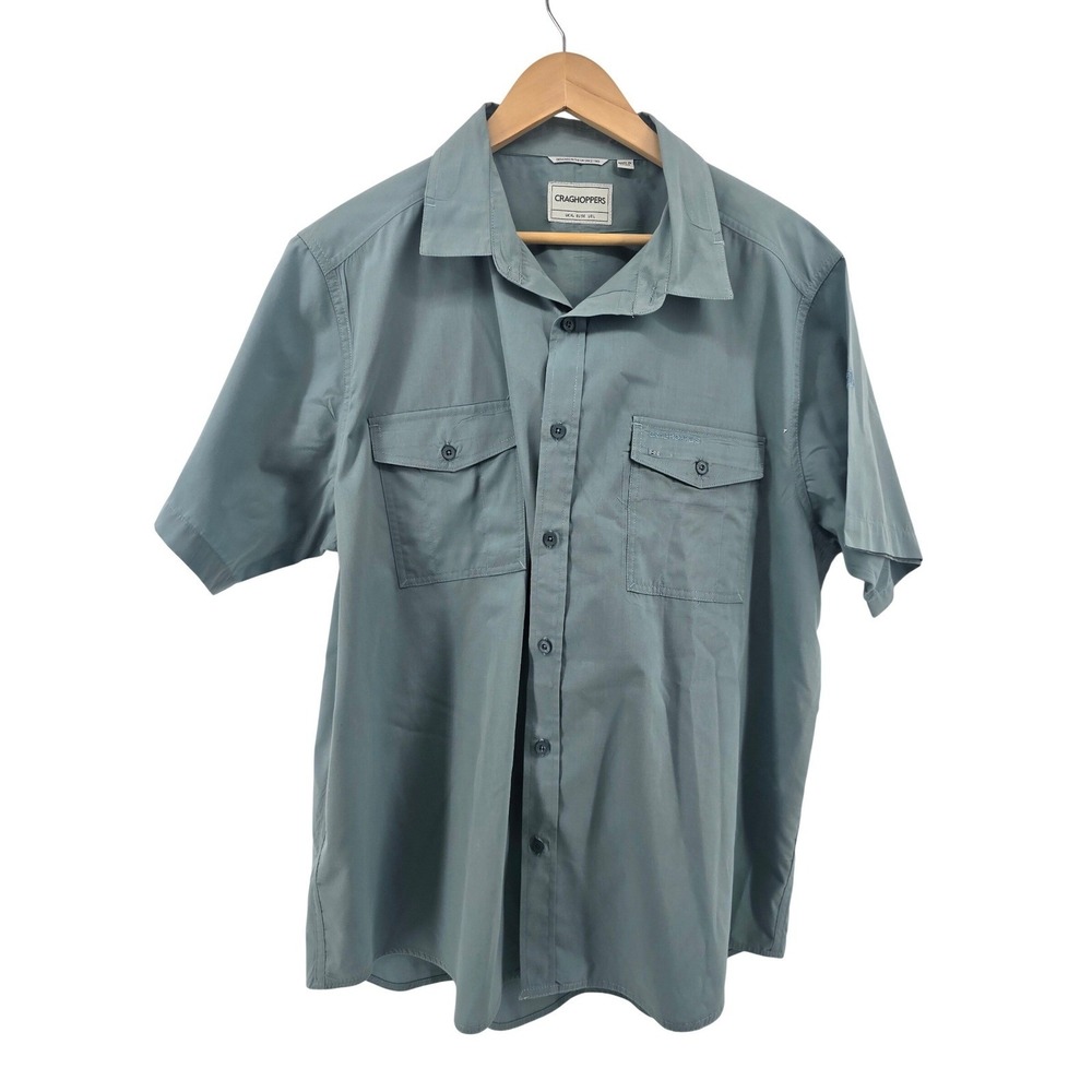Craghoppers Shirt Mens XL Blue SolarShield Short Sleeve Button Down